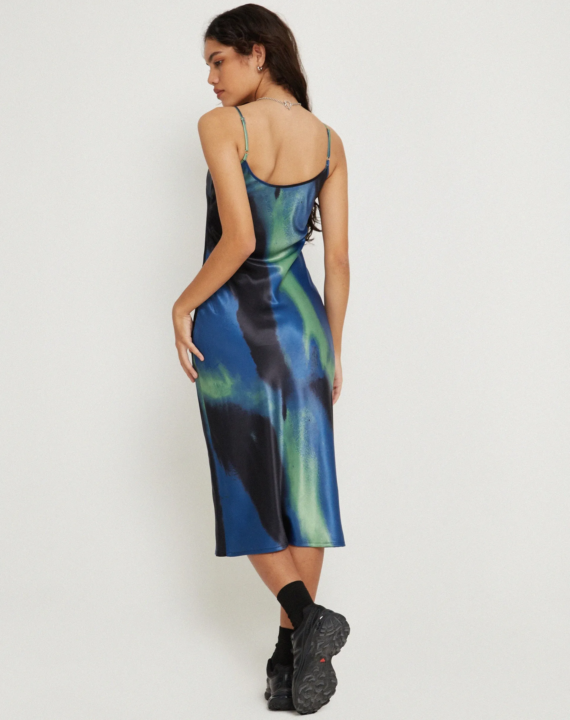 Juvina Midi Dress in Satin Watercolour Navy sold by Motel Rocks product image thumbnail 3