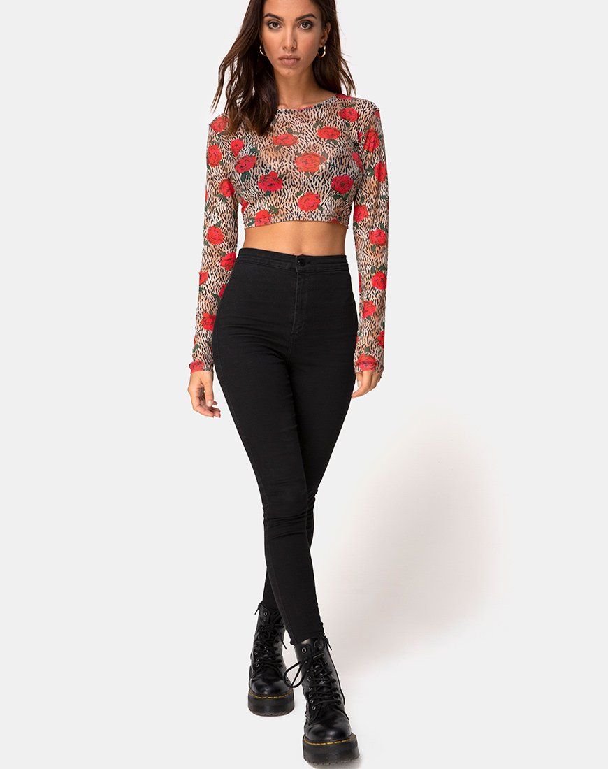 Bonnie Crop Top in Tiger Rose sold by Motel Rocks product image thumbnail 3