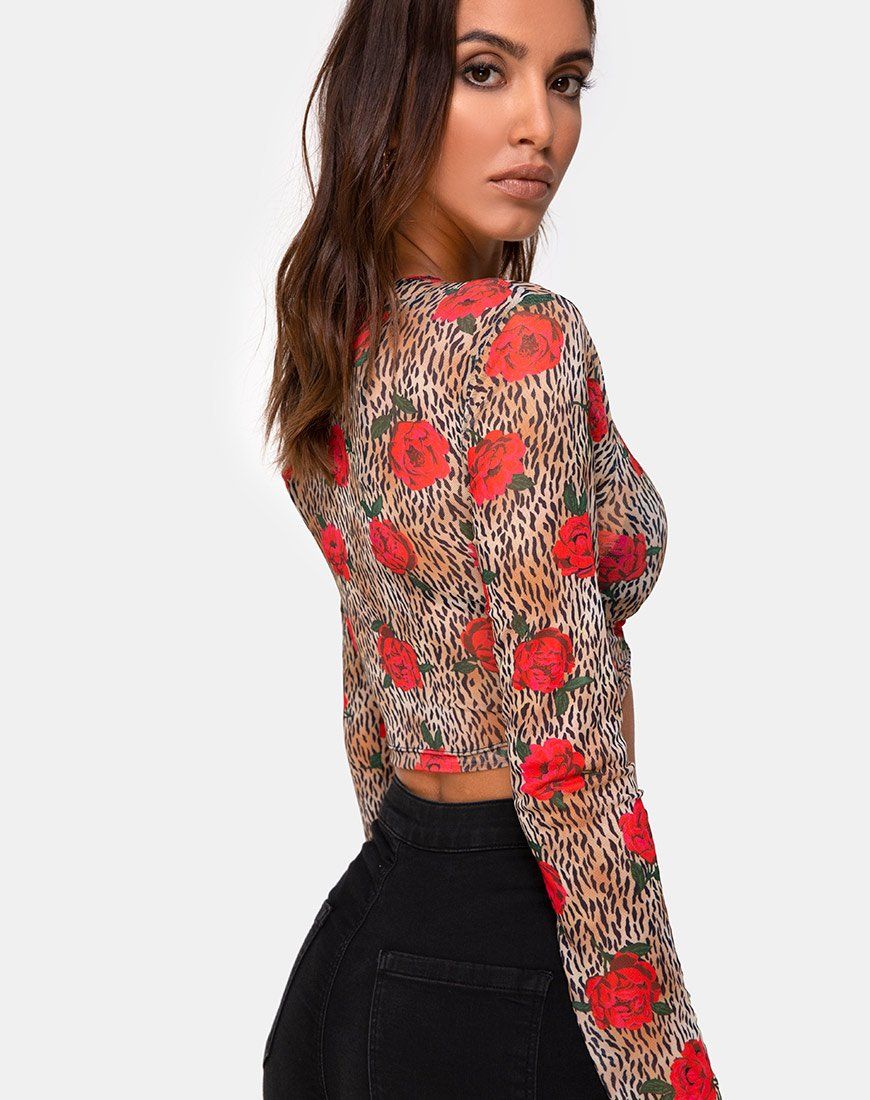 Bonnie Crop Top in Tiger Rose sold by Motel Rocks product image thumbnail 2