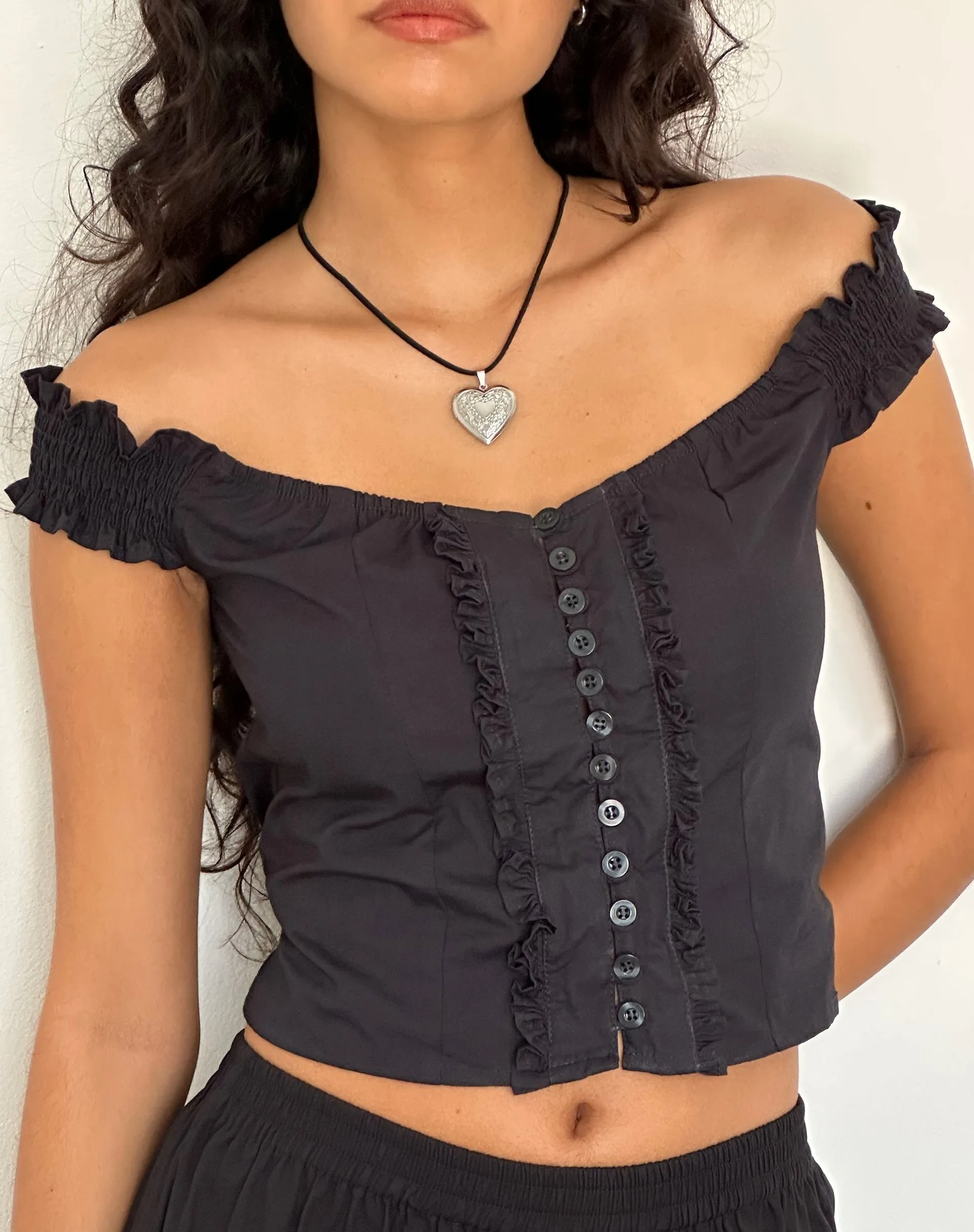 Alderidge Bardot Corset Top in Black sold by Motel Rocks product image thumbnail 3
