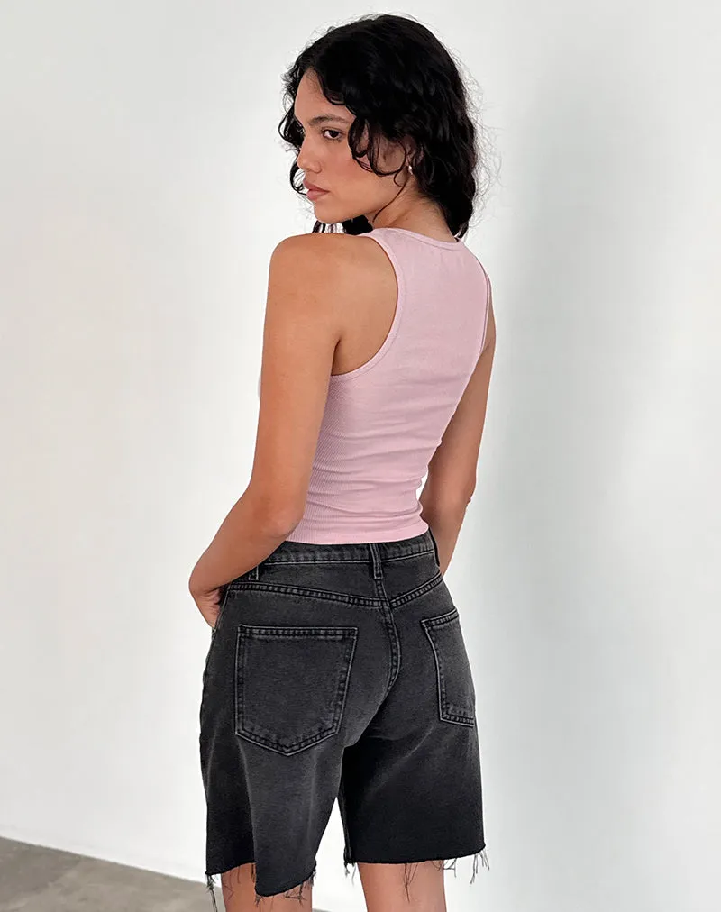Roxe Ribbed Vest Top in Pink Lady sold by Motel Rocks product image thumbnail 4