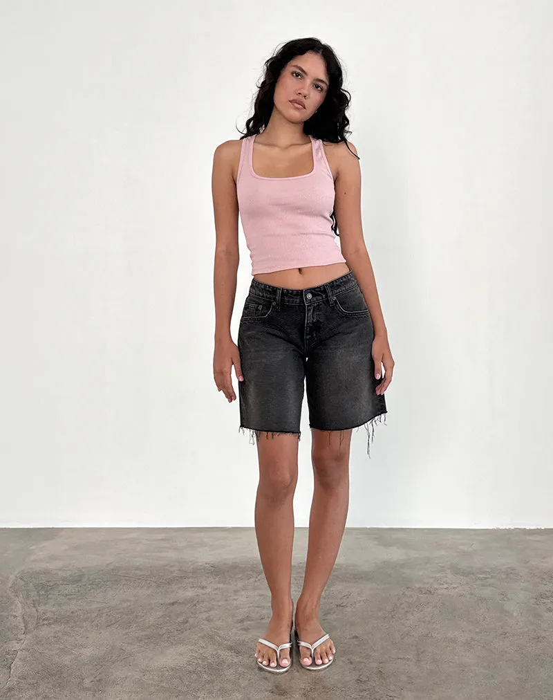 Roxe Ribbed Vest Top in Pink Lady sold by Motel Rocks product image thumbnail 2