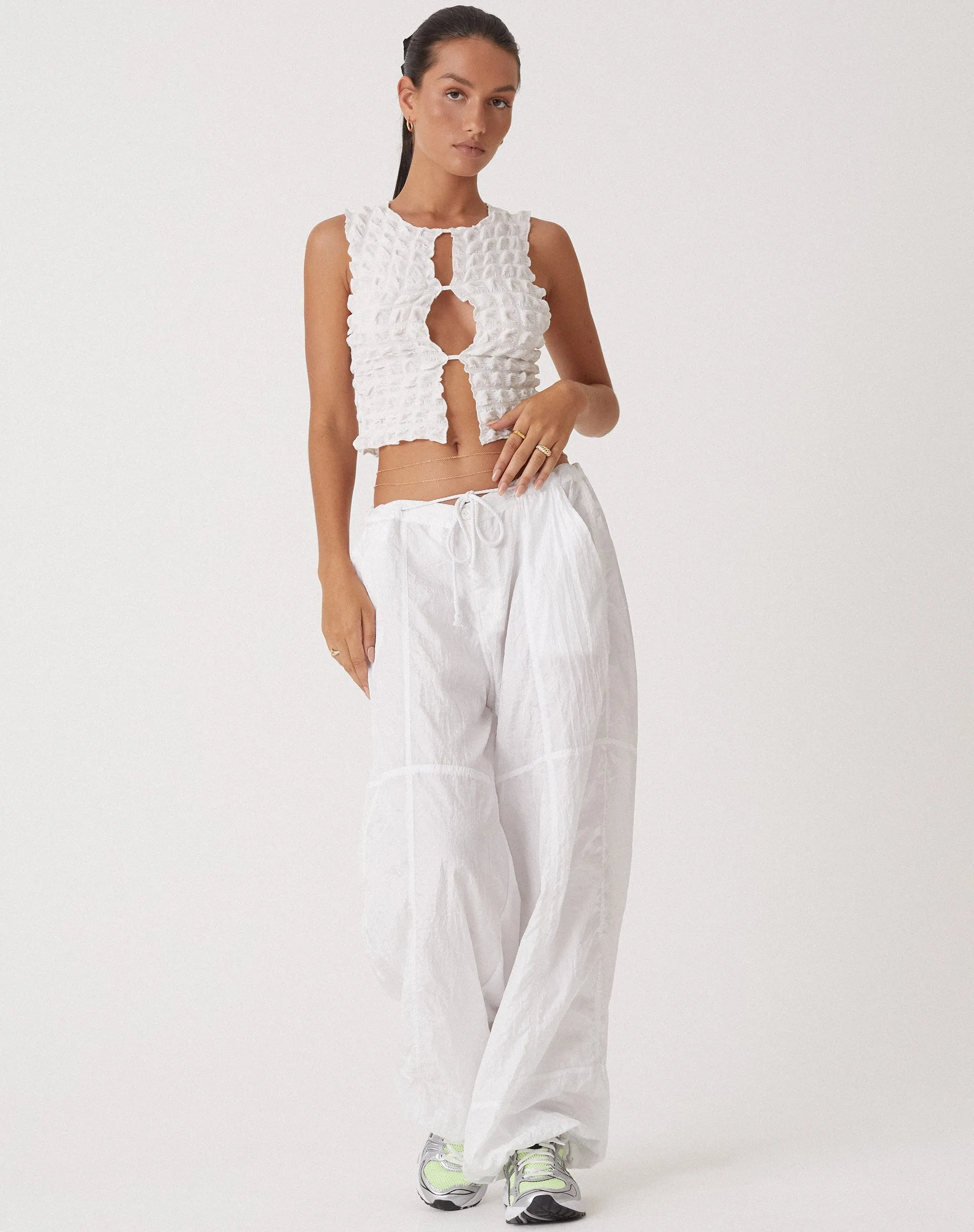 MOTEL X OLIVIA NEILL Nolan Cutout Top in Bubble Jersey True White sold by Motel Rocks product image thumbnail 5