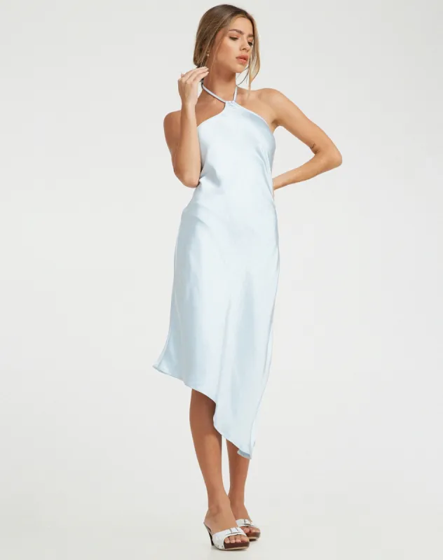Kimora Midi Dress in Satin Ice Blue sold by Motel Rocks
