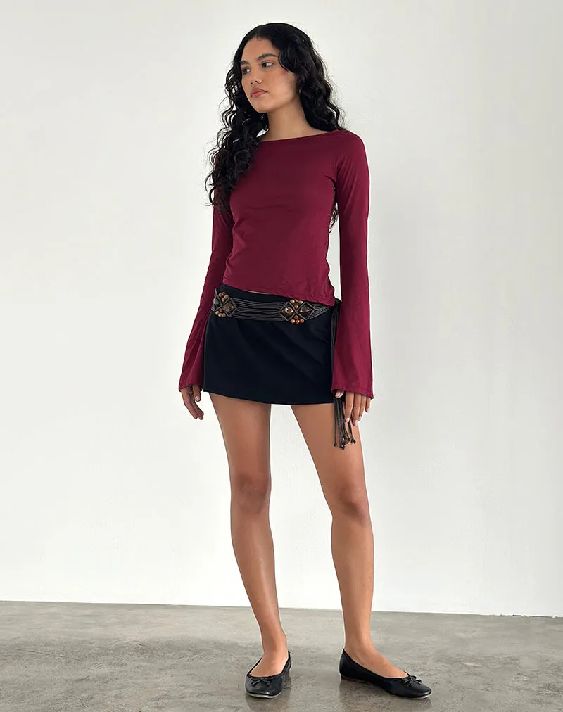 Lunica Long Sleeve Jersey Top in Burgundy sold by Motel Rocks product image thumbnail 2