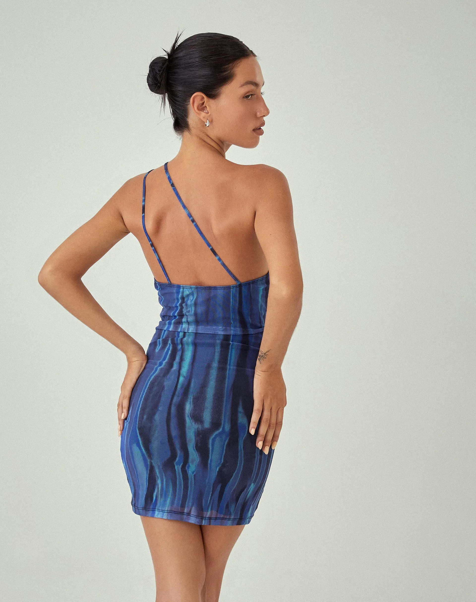 MOTEL X JACQUIE Marda Mini Dress in Colour Bleed Blue sold by Motel Rocks product image thumbnail 4