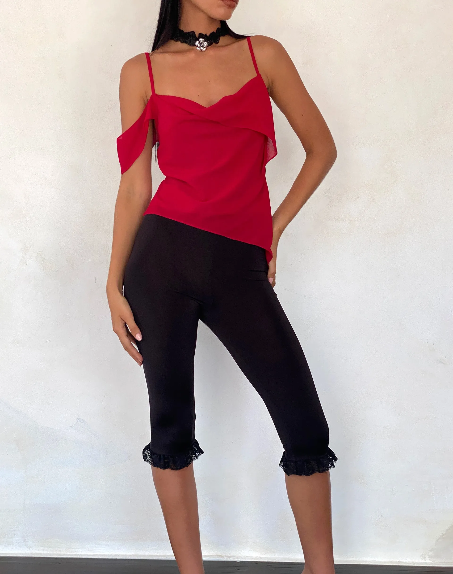 Davila Top in Chiffon Deep Red sold by Motel Rocks product image thumbnail 2