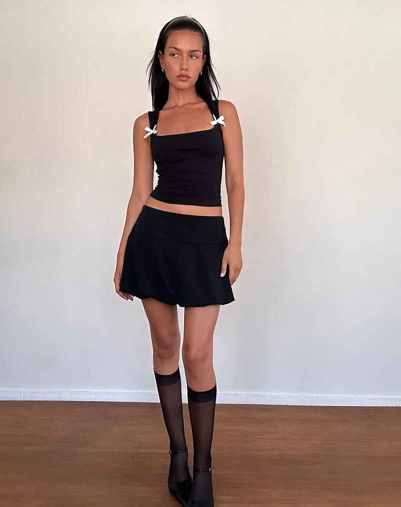 Jiniso Crop Top in Black with Ivory Bows sold by Motel Rocks product image thumbnail 3