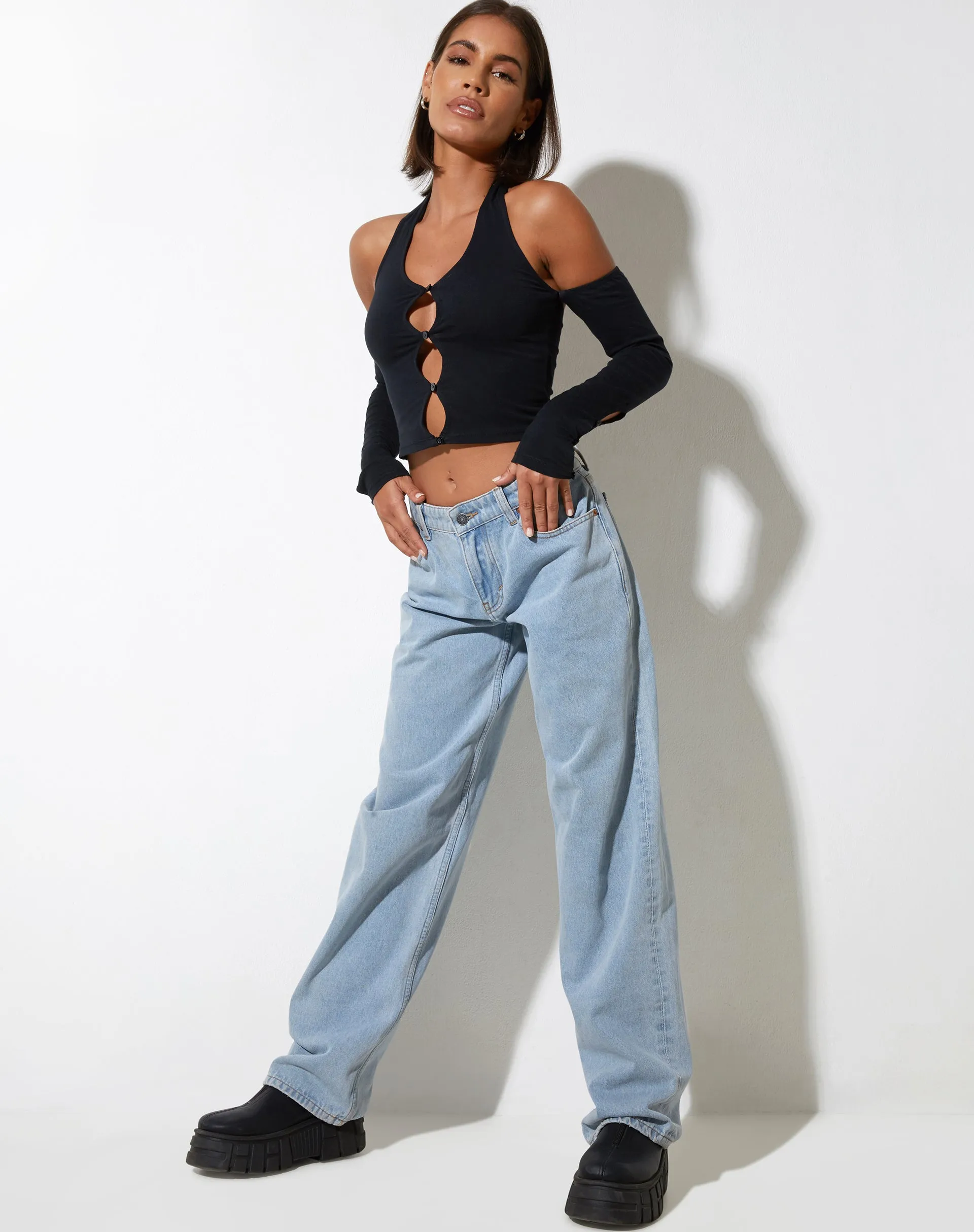 Jayne Crop Top in Lycra Black sold by Motel Rocks product image thumbnail 3