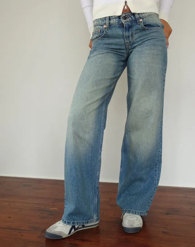 Low Rise Parallel Jeans in Sea Green made by Motel Rocks