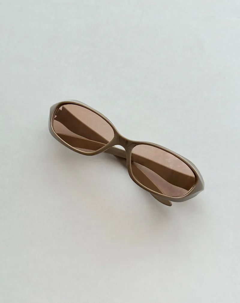 Tatan Wrap Around Sunglasses in Taupe sold by Motel Rocks product image thumbnail 2