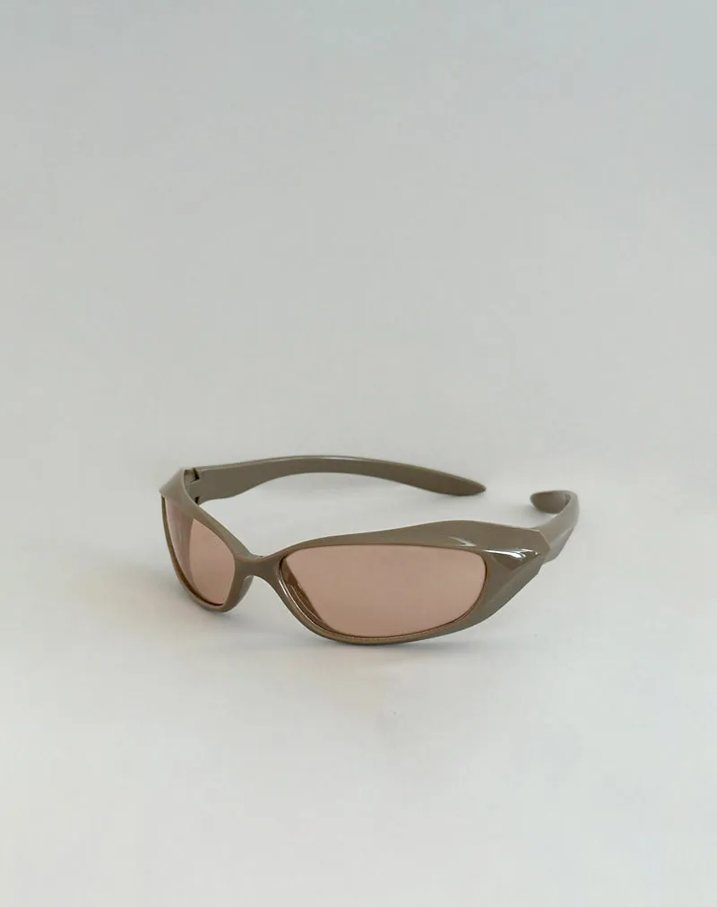 Tatan Wrap Around Sunglasses in Taupe sold by Motel Rocks product image thumbnail 3
