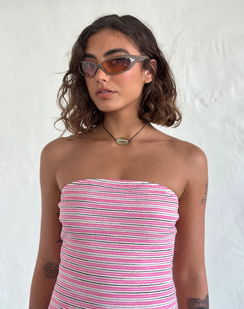 Tatan Wrap Around Sunglasses in Taupe sold by Motel Rocks