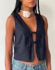 Kayve Tie Front Top in Black sold by Motel Rocks