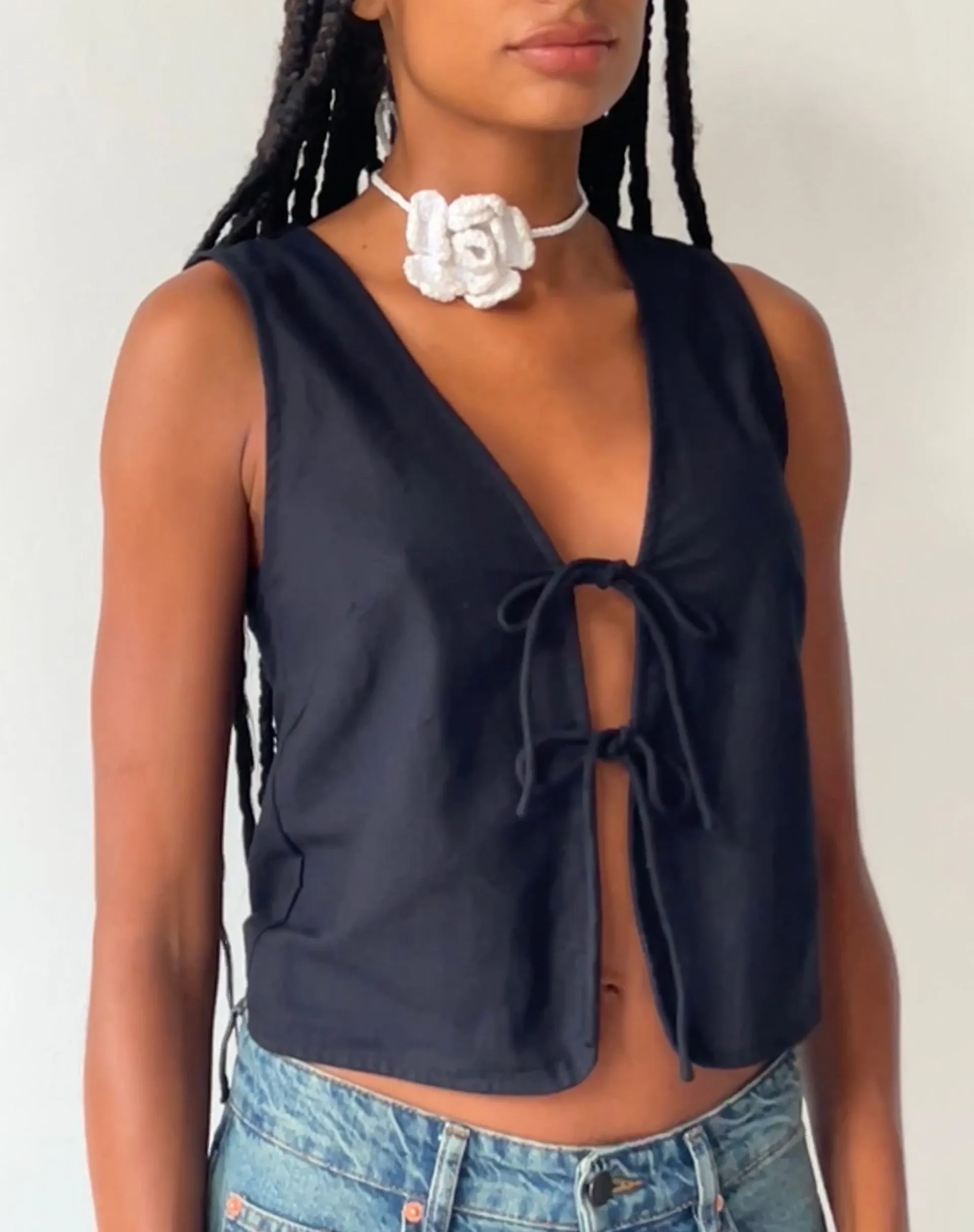 Kayve Tie Front Top in Black sold by Motel Rocks product image thumbnail 5