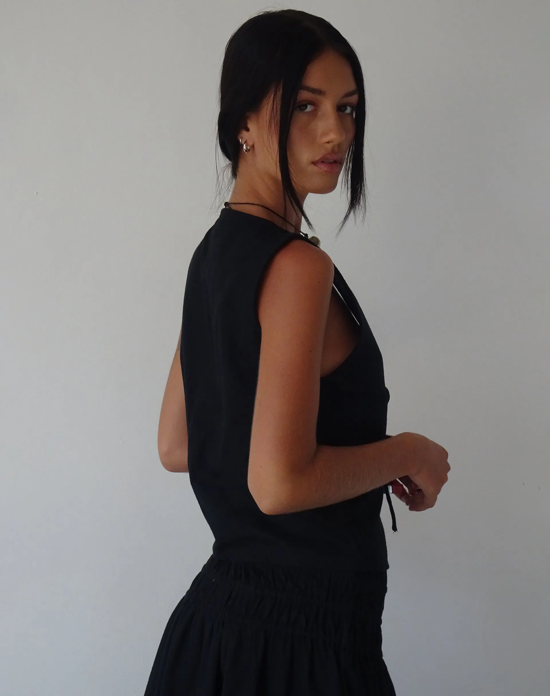 Kayve Tie Front Top in Black sold by Motel Rocks product image thumbnail 4