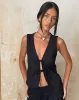 Kayve Tie Front Top in Black sold by Motel Rocks