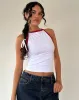Carti Vest Top in White with Red Binding sold by Motel Rocks