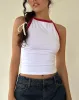 Carti Vest Top in White with Red Binding sold by Motel Rocks