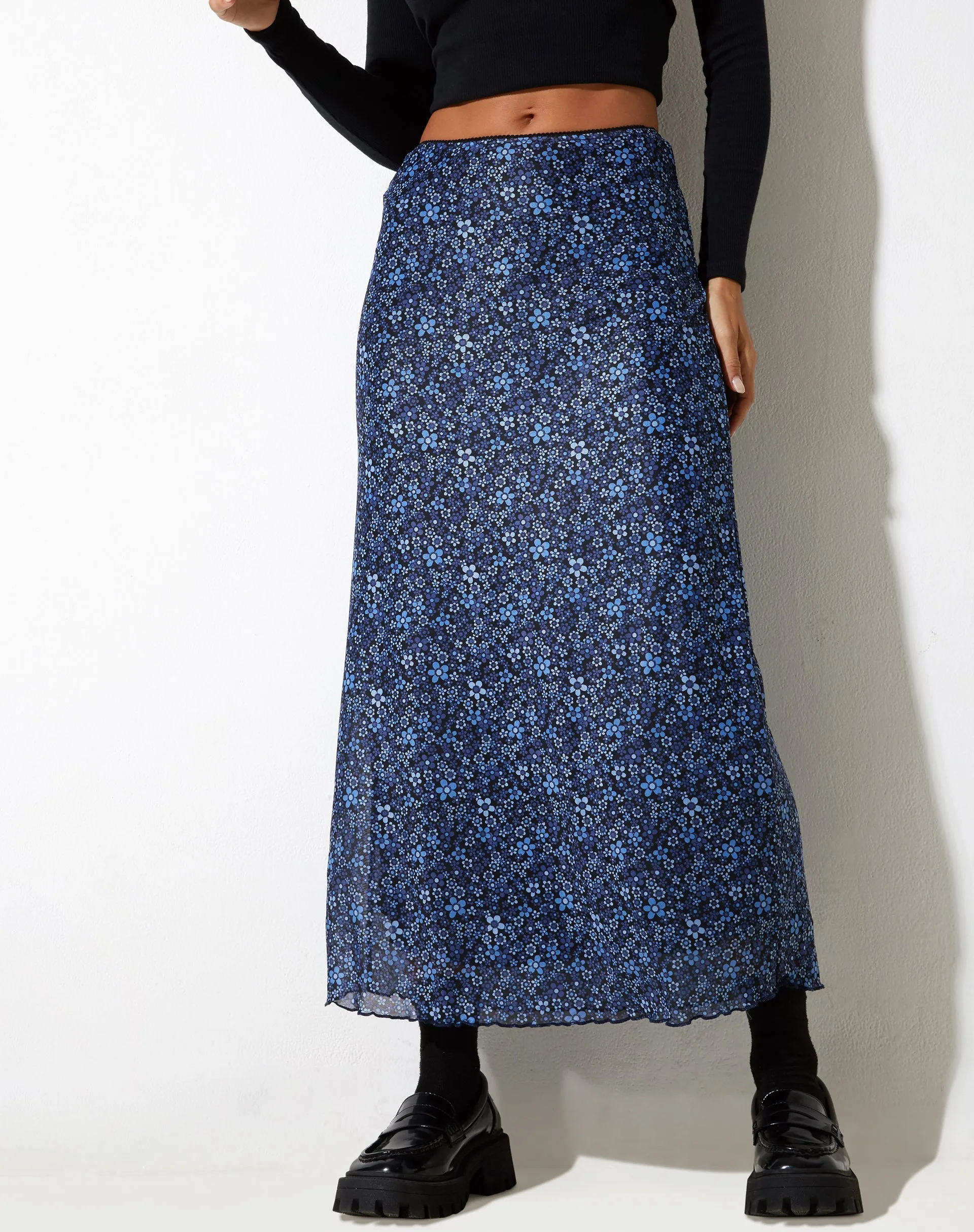 Rindu Midi Skirt in Flower Garden Blue sold by Motel Rocks product image thumbnail 3