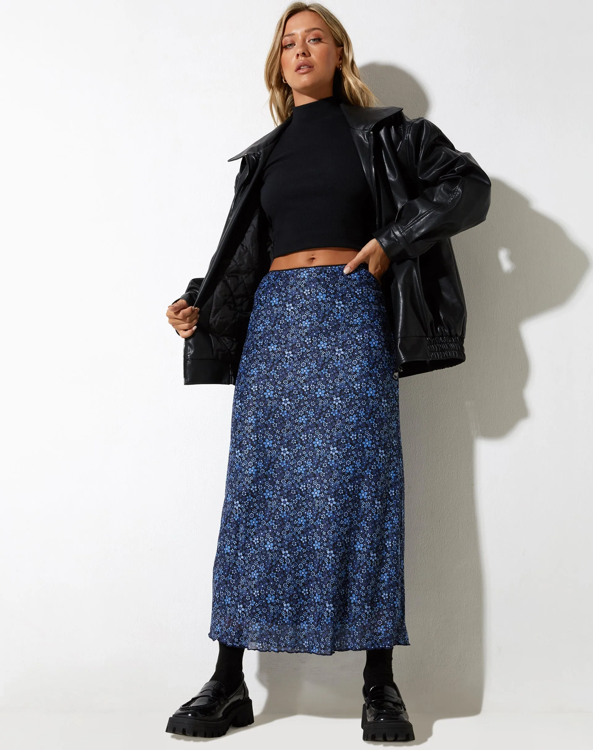 Rindu Midi Skirt in Flower Garden Blue sold by Motel Rocks product image thumbnail 4