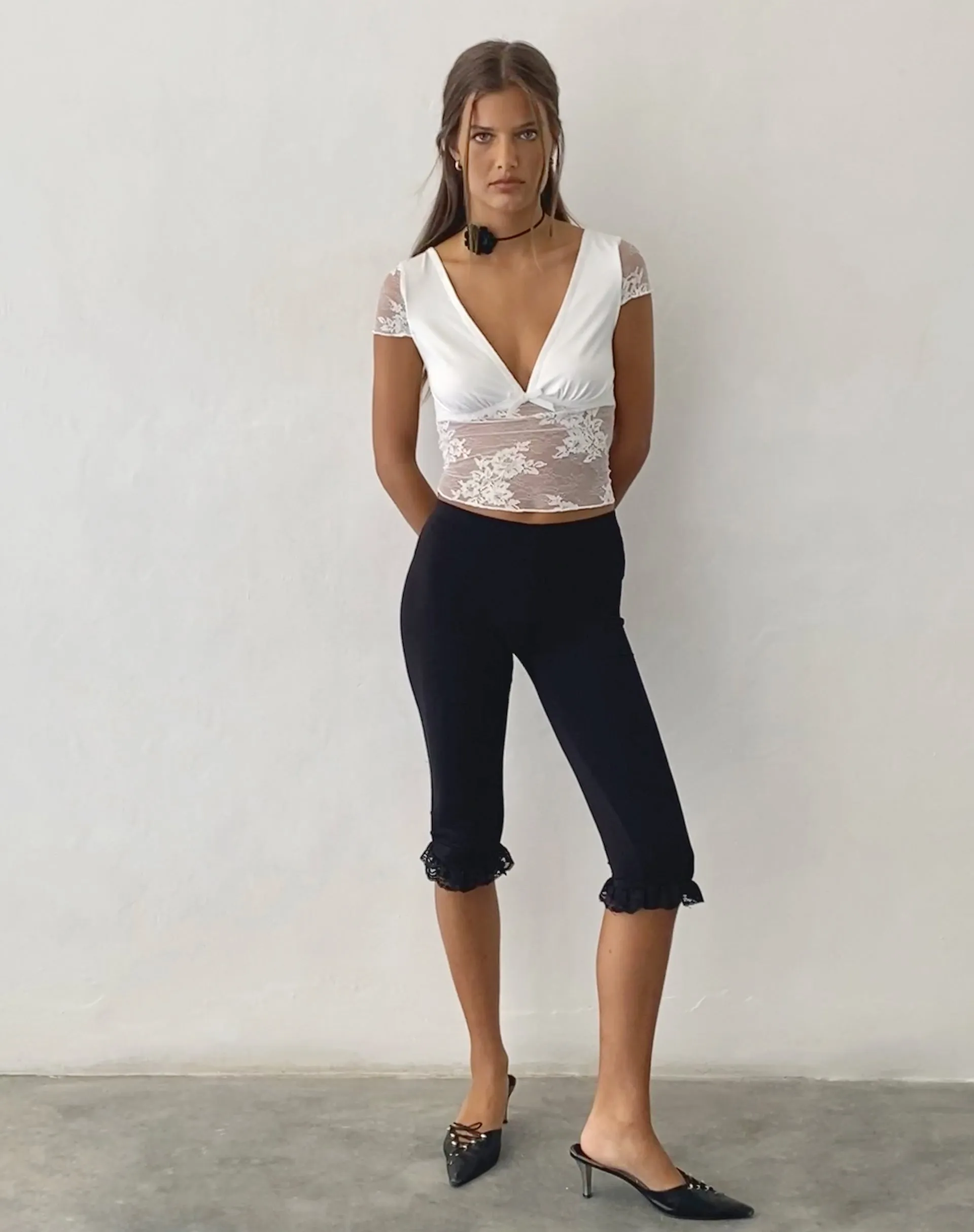 Prili Plunge Top in Lace Ivory sold by Motel Rocks product image thumbnail 4