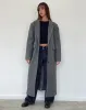 Malati Longline Coat in Charcoal sold by Motel Rocks