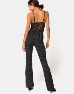 Zolia Trouser in Pinstripe Black sold by Motel Rocks