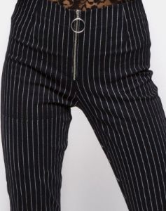Zolia Trouser in Pinstripe Black sold by Motel Rocks