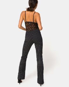 Zolia Trouser in Pinstripe Black sold by Motel Rocks