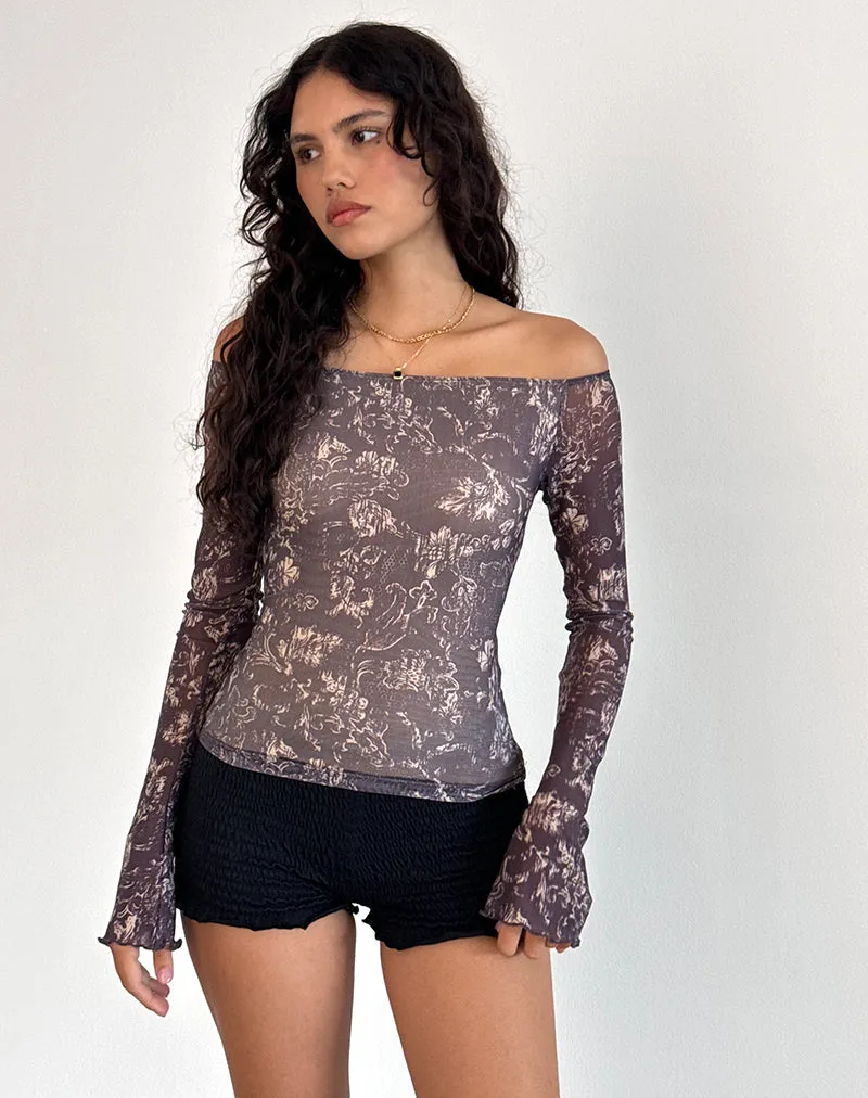 Lutana Top in Batik Botanical Brown sold by Motel Rocks
