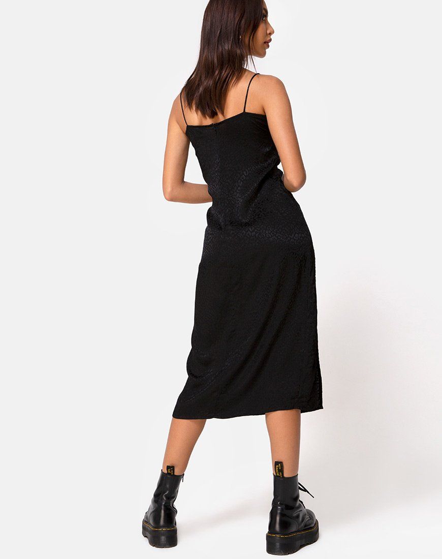 Cypress Midi Dress in Satin Cheetah Black sold by Motel Rocks product image thumbnail 2