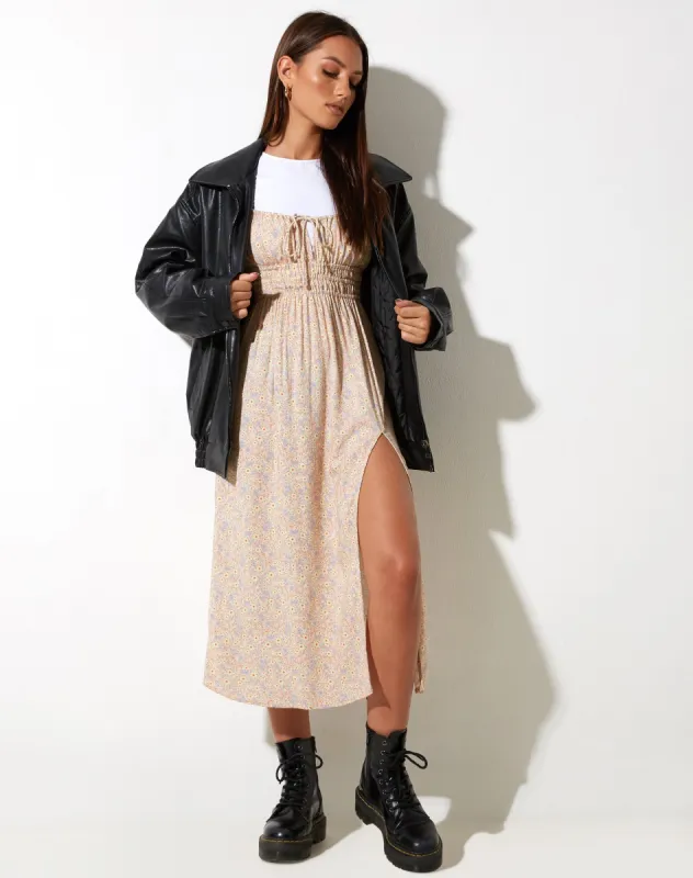 Jeyro Midi Dress in 70's Prairie Girl Floral sold by Motel Rocks