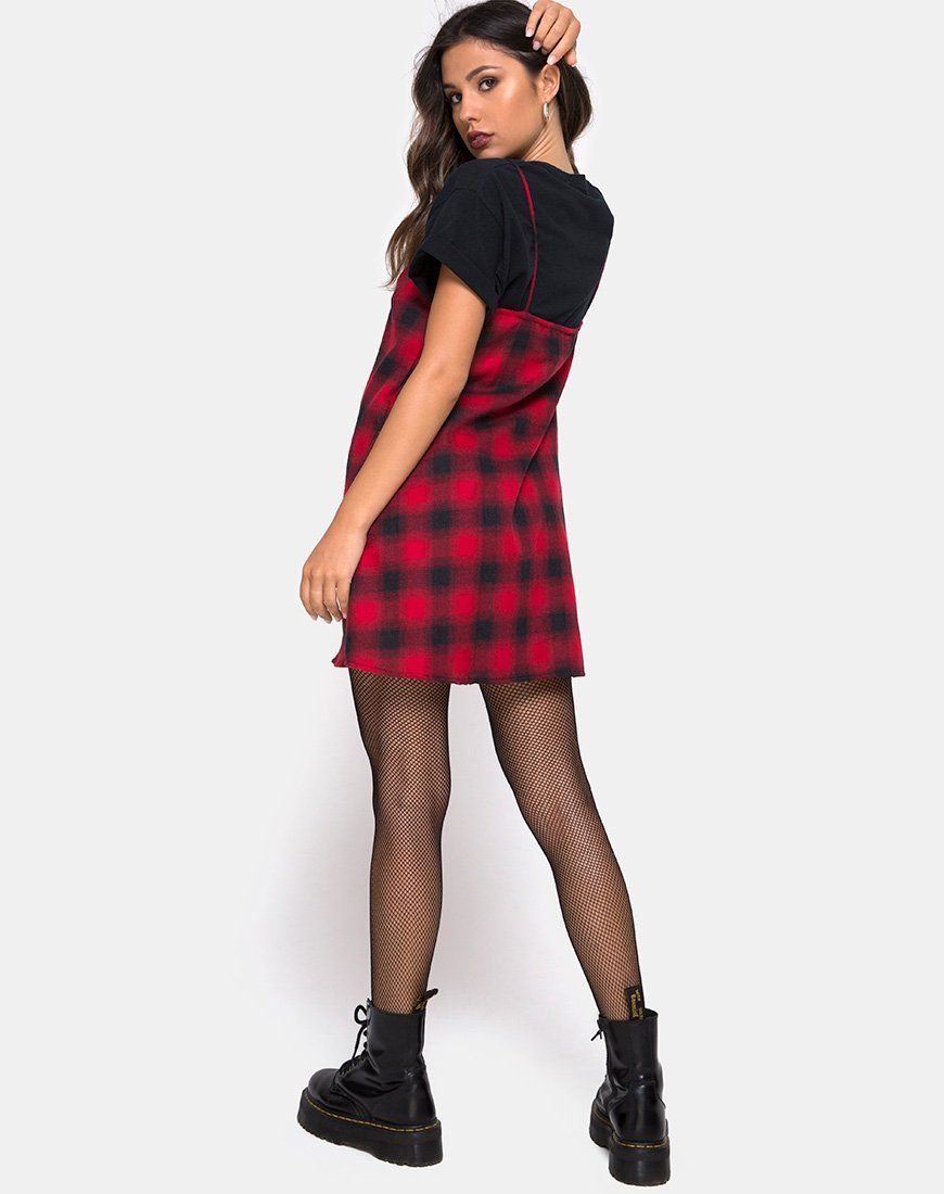 Sanna Slip Dress in Plaid Red Black sold by Motel Rocks product image thumbnail 4