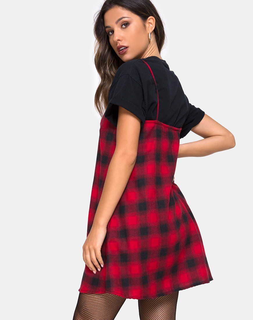 Sanna Slip Dress in Plaid Red Black sold by Motel Rocks product image thumbnail 2