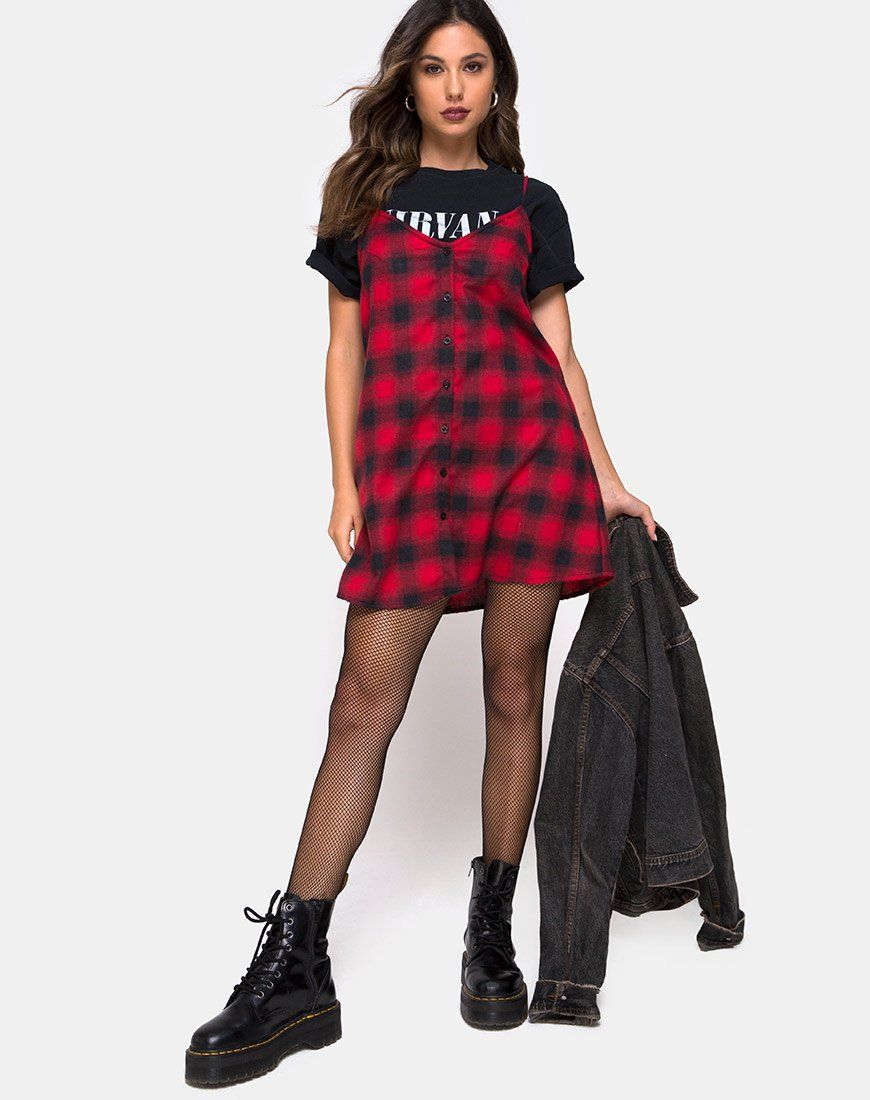 Sanna Slip Dress in Plaid Red Black sold by Motel Rocks product image thumbnail 3