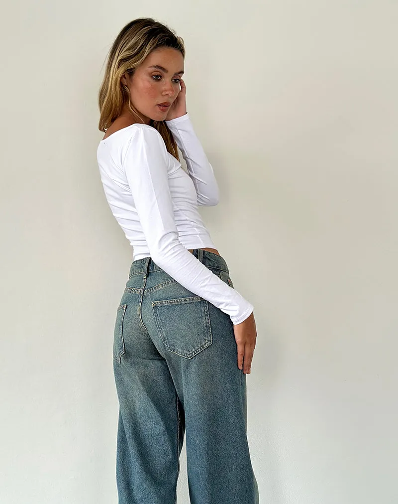 Amabon Long Sleeve Top in White sold by Motel Rocks product image thumbnail 3
