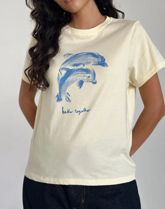 Saki Tee in Buttermilk with Better Together Slogan sold by Motel Rocks