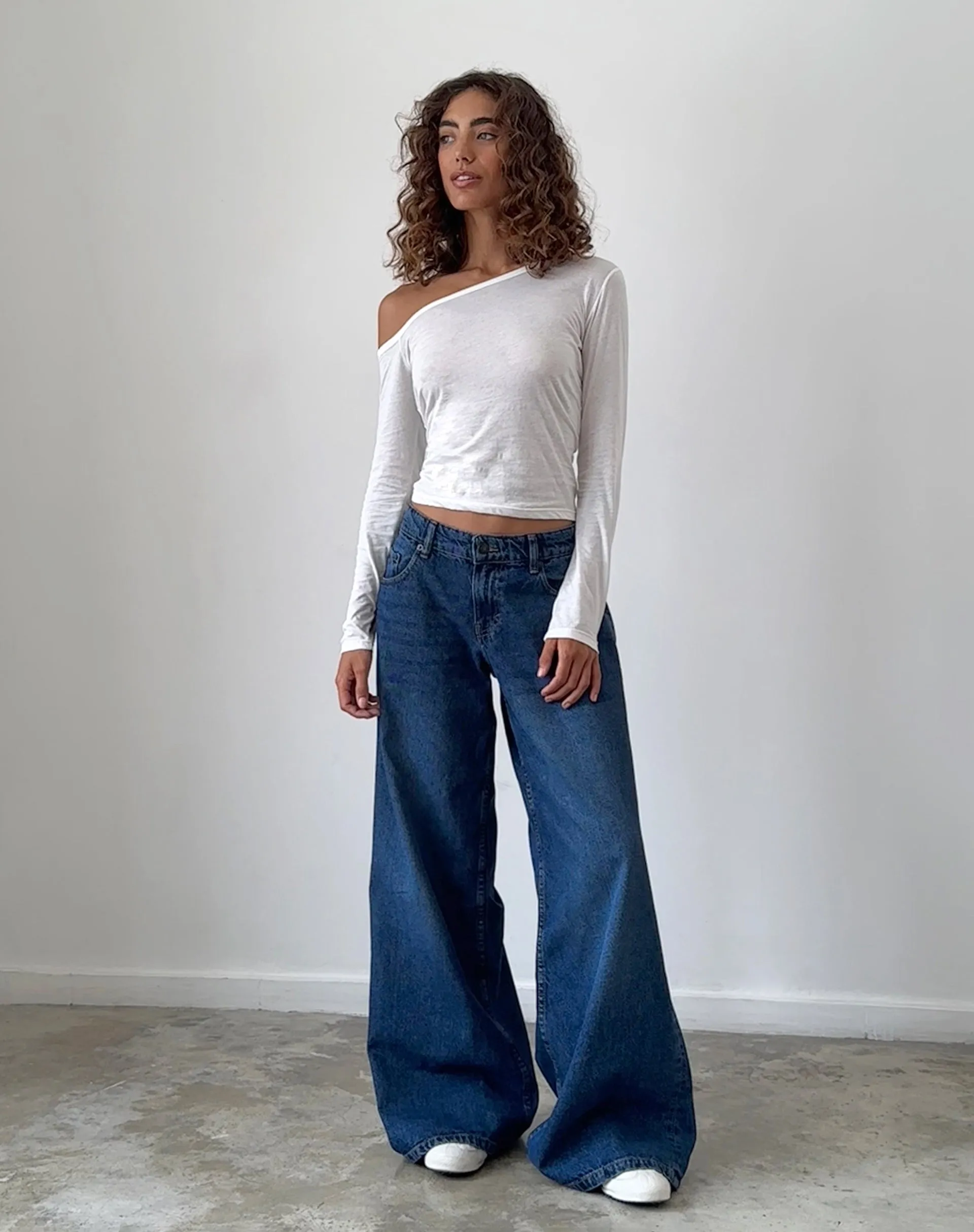 Ledez Asymmetric Slouchy Top in White Tissue Jersey sold by Motel Rocks product image thumbnail 2