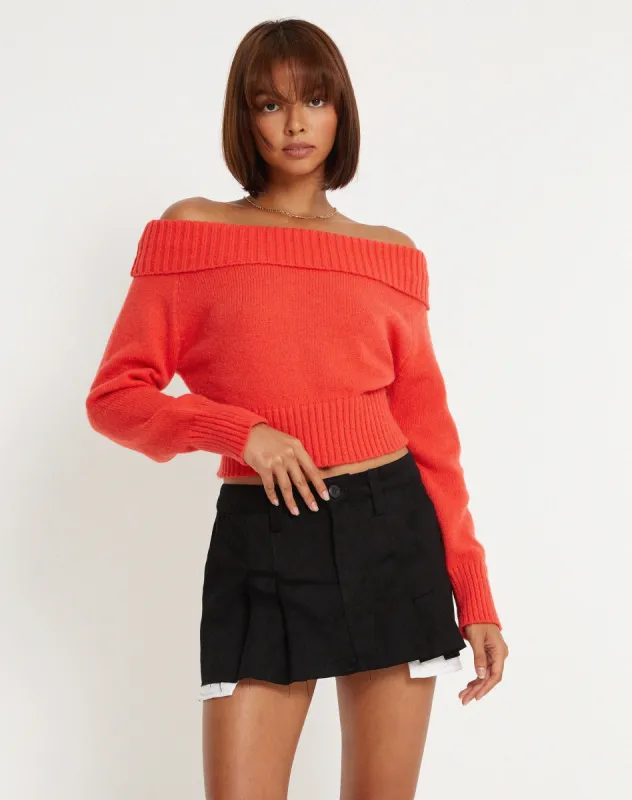 Koriya Bardot Top in Red made by Motel Rocks