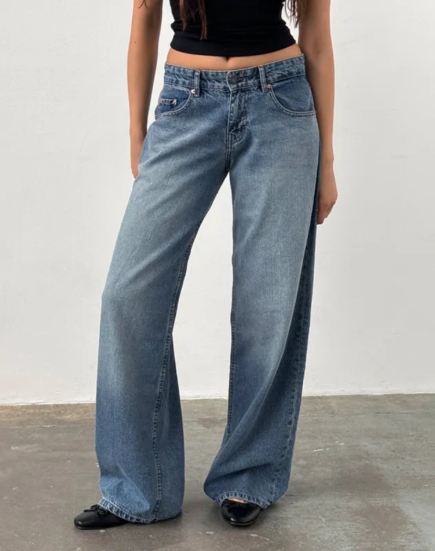 Roomy Extra Wide Low Rise Jeans in Powder Blue sold by Motel Rocks
