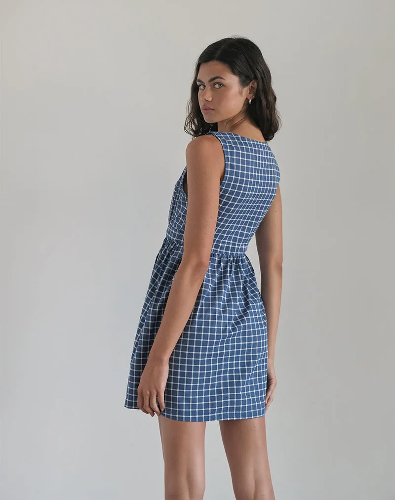 Sokasi Mini Dress in Navy Tartan sold by Motel Rocks product image thumbnail 4