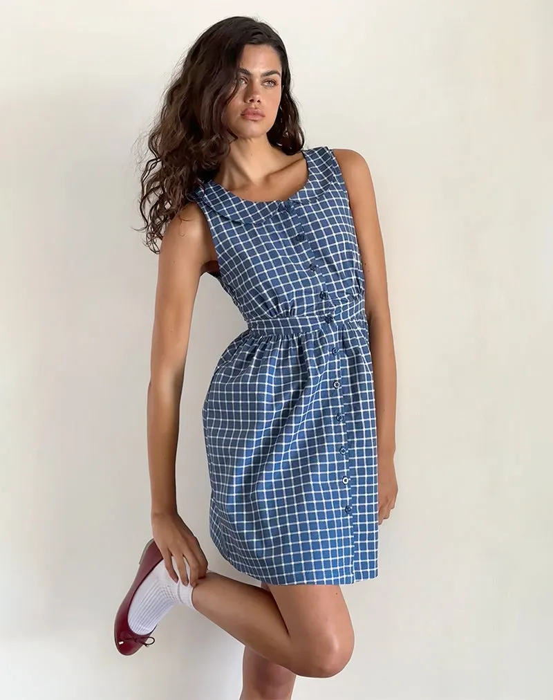 Sokasi Mini Dress in Navy Tartan sold by Motel Rocks product image thumbnail 2