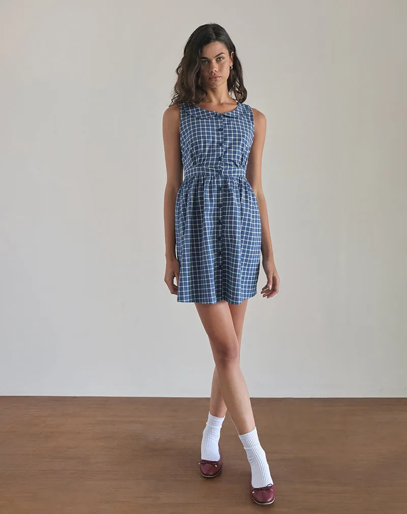 Sokasi Mini Dress in Navy Tartan sold by Motel Rocks product image thumbnail 3