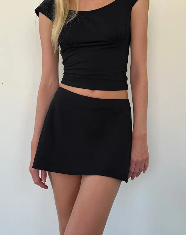 Nidya A-Line Mini Skirt in Black sold by Motel Rocks