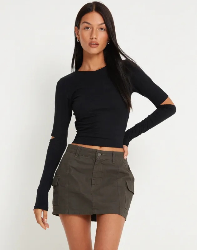 Bosie Long Sleeve Top in Lycra Black made by Motel Rocks