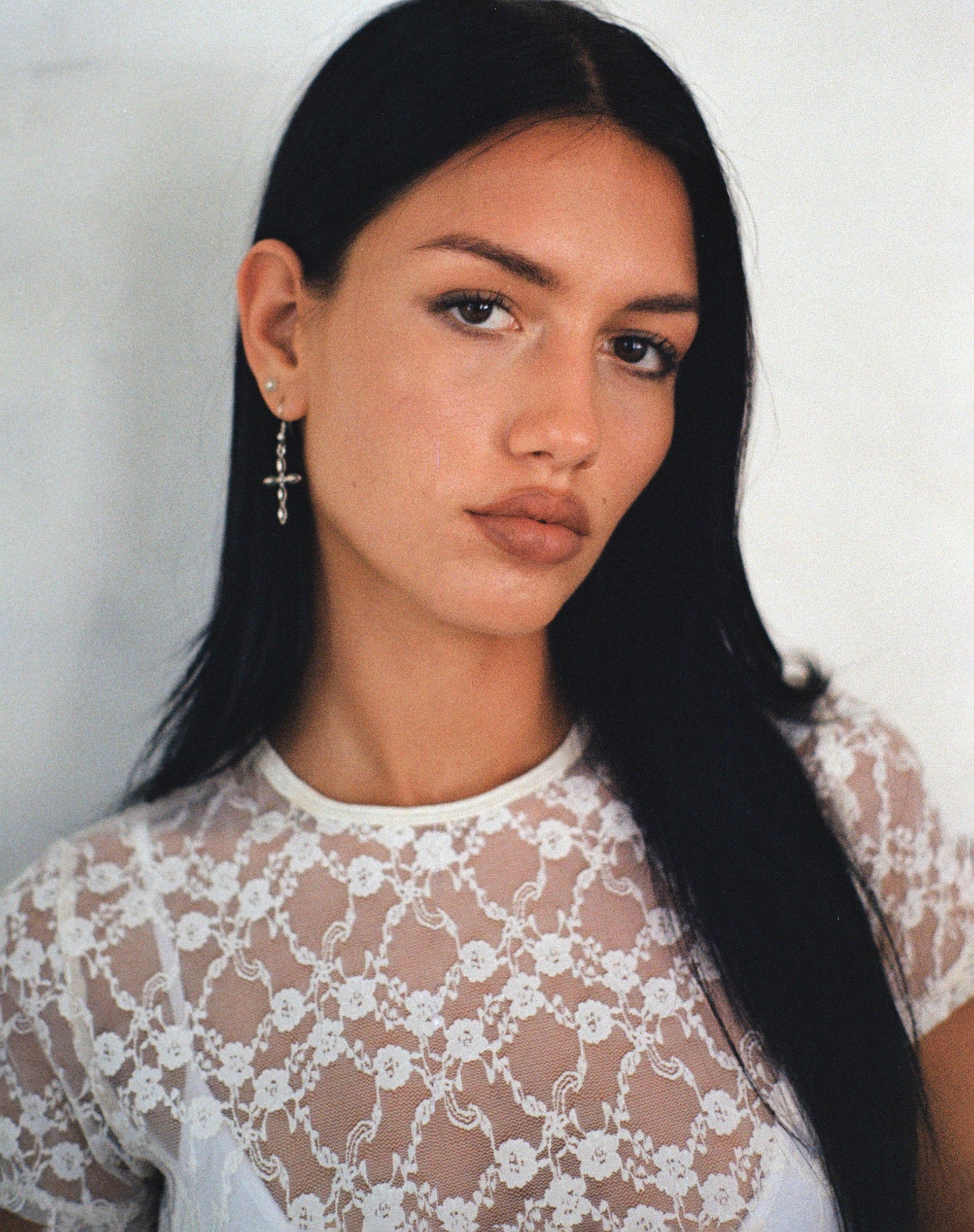 Zorani Lace Baby Tee in Ivory sold by Motel Rocks product image thumbnail 2