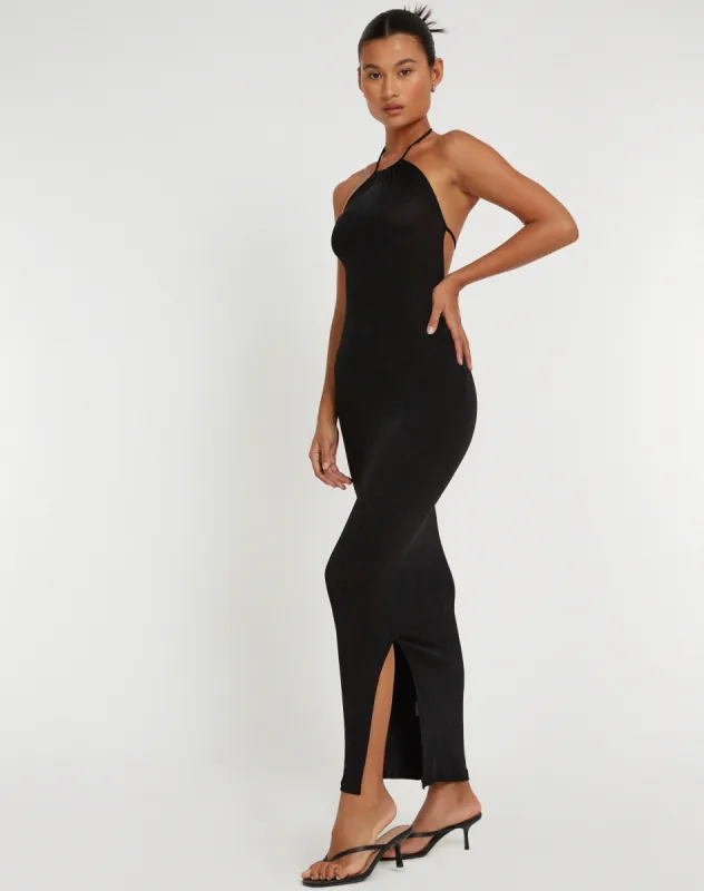 Virnilia Halterneck Maxi Dress in Black sold by Motel Rocks