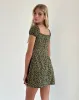 Savio Mini Dress in Grunge Floral Khaki sold by Motel Rocks