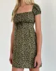 Savio Mini Dress in Grunge Floral Khaki sold by Motel Rocks